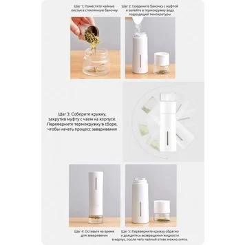 Заварочный термос Xiaomi Pinztea Tea Water Separation Cup 300 ml White 8
