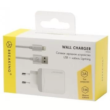 Сетевое зарядное устройство Breaking 1USB + кабель 8 pin Lighting White 1