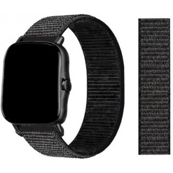 Ремешок нейлоновый Amazfit Bip, Haylou Solar LS02 22 мм Black Red 1