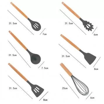Кухонный силиконовый набор Wood Black 2