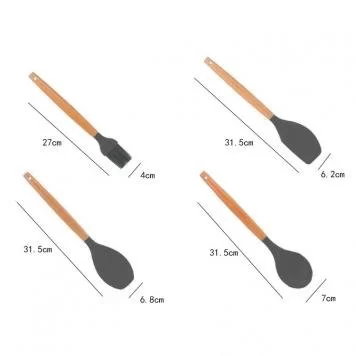 Кухонный силиконовый набор Wood Black 3