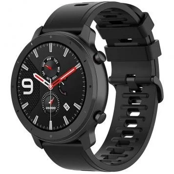 Ремешок Силиконовый Amazfit, Haylou, Samsung, Huawei 20 мм без кнопки Black 1
