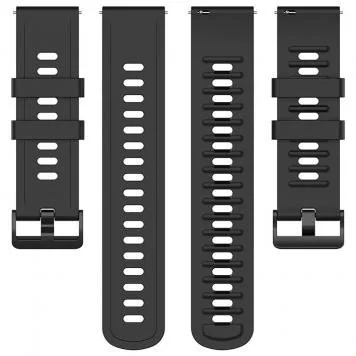 Ремешок Силиконовый Amazfit, Haylou, Samsung, Huawei 20 мм без кнопки Black 3
