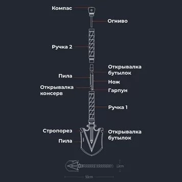 Лопата многофункциональная Xiaomi NexTool Multi Functional Folding Shovel Medium NE20206 4
