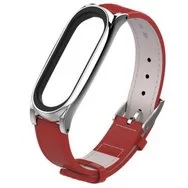 Ремешок кожаный для Mi band 3/4 Red White