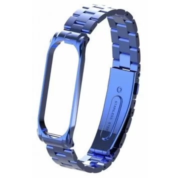 Ремешок металлический для Mi band 3 4 Blue 1