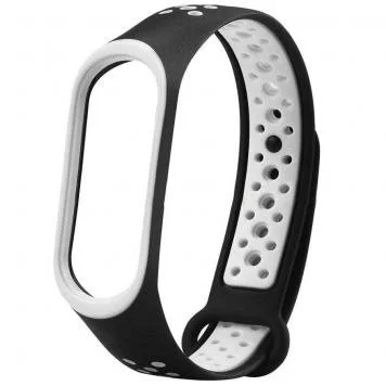 Ремешок Nike с кнопкой для Mi band 3 4 Black white