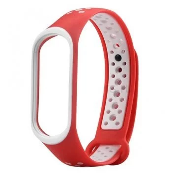 Ремешок Nike с кнопкой для Mi band 3 4 Red white