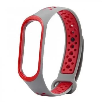 Ремешок Nike с кнопкой для Mi band 3 4 Gray Red