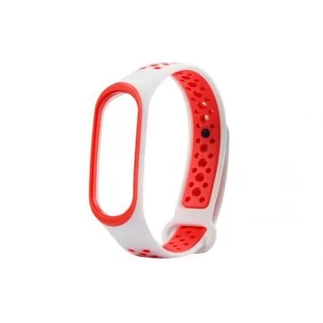 Ремешок Nike с кнопкой для Mi band 3 4 White red
