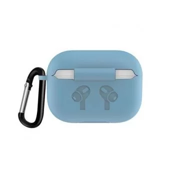 Чехол Silicone case airpods pro карабин blue