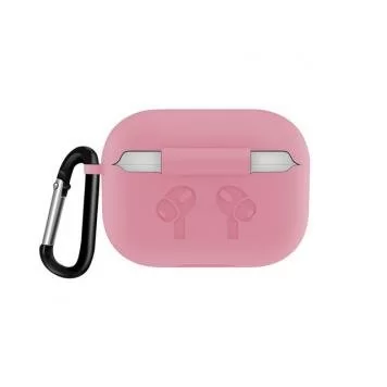 Чехол Silicone case airpods pro карабин pink
