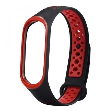Ремешок Nike с кнопкой для Mi band 3 4 Black red 1