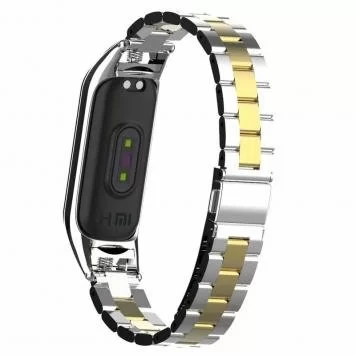 Ремешок металлический для Mi band 3 4 Silver gold 1