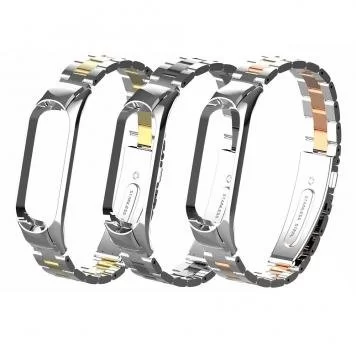 Ремешок металлический для Mi band 3 4 Silver gold 2