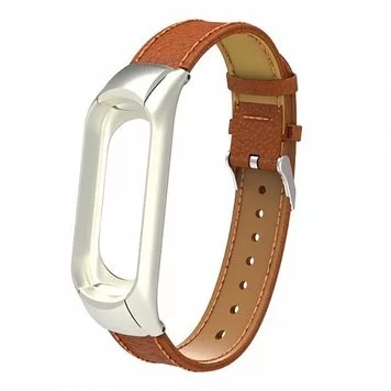 Ремешок кожаный для Mi band 3 4 Brown