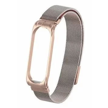 Ремешок миланский с магнитом для Mi band 3 4 Champagne gold