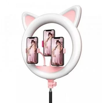 Цветная кольцевая лампа в форме головы кошки Cat Ring Light RK-45 (45 см), со штативом 1