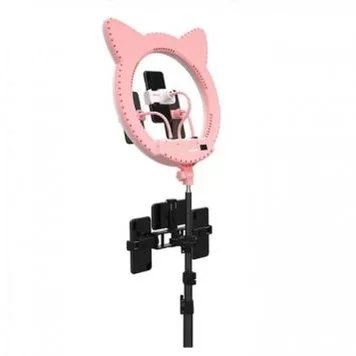 Цветная кольцевая лампа в форме головы кошки Cat Ring Light RK-45 (45 см), со штативом 4