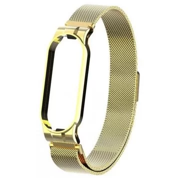 Ремешок миланский с магнитом для Mi band 5 Imitation Gold
