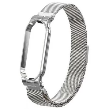 Ремешок миланский с магнитом для Mi band 5 Silver