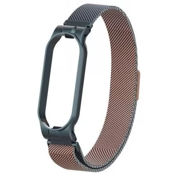 Ремешок миланский с магнитом для Mi band 5 Two-color gold gray