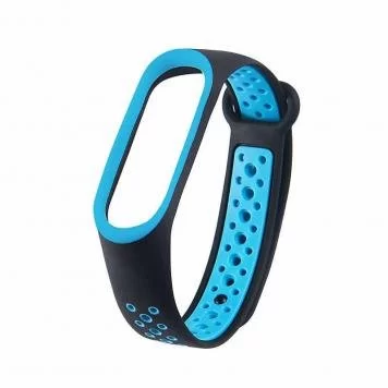 Ремешок Nike с кнопкой для Mi band 5 Black blue