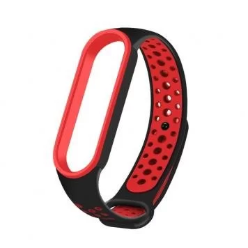 Ремешок Nike с кнопкой для Mi band 5 Black red