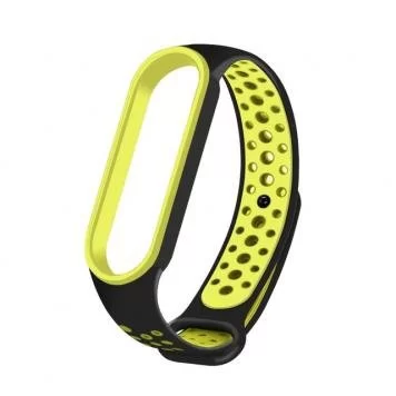 Ремешок Nike с кнопкой для Mi band 5 Black yellow