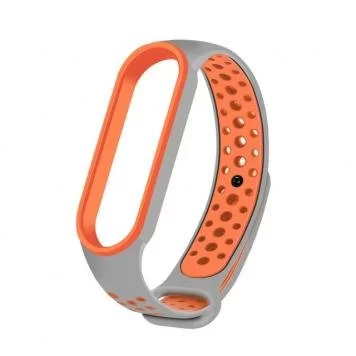 Ремешок Nike с кнопкой для Mi band 5 Gray Orange