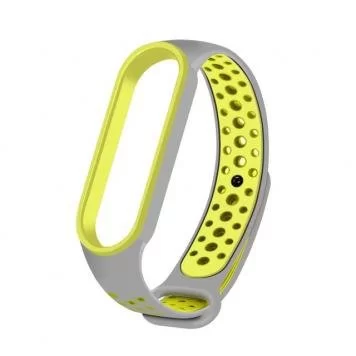 Ремешок Nike с кнопкой для Mi band 5 Gray yellow