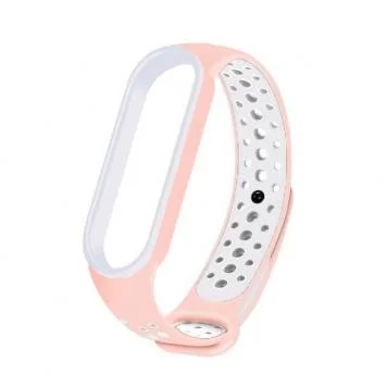 Ремешок Nike с кнопкой для Mi band 5 Pink white