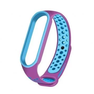 Ремешок Nike с кнопкой для Mi band 5 Purple blue