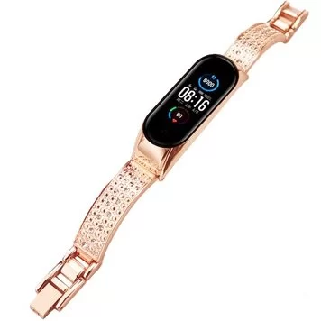 Ремешок металлический Diamond для Mi band 5 Rose Gold 2 Правильный цвет
