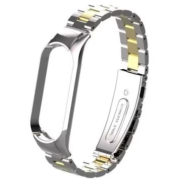 Ремешок металлический для Mi band 5 Silver gold 3