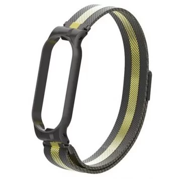 Ремешок миланский с магнитом для Mi band 5 Black Gold 1