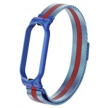 Ремешок миланский с магнитом для Mi band 5 Blue Red