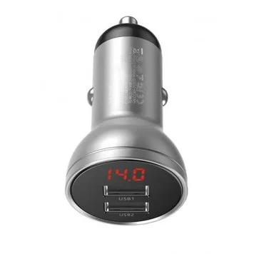 Автомобильное зарядное устройство Baseus Digital Display Dual USB 4.8A Car Charger 24W CCBX-0S Silver 1