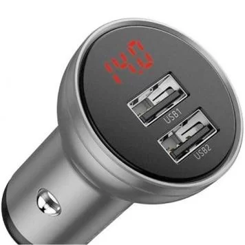 Автомобильное зарядное устройство Baseus Digital Display Dual USB 4.8A Car Charger 24W CCBX-0S Silver 4