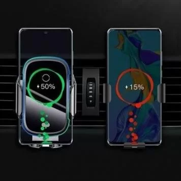 Автомобильный держатель для телефона с беспроводной быстрой зарядкой Baseus Light Electric 15W WXHW03-01 Black 4