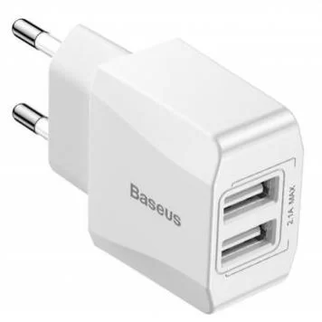 Адаптер питания Baseus на 2 USB 2.1A 10,5W с быстрой зарядкой CCALL-MN02 White EU 1