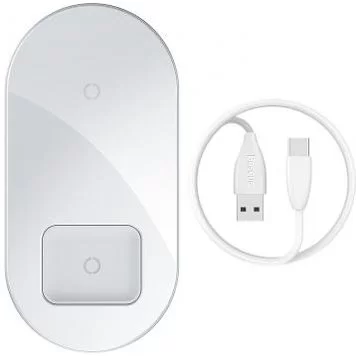 Беспроводное зарядное устройство Baseus Simple 2in1 18W WXJK-02 White 2