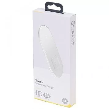 Беспроводное зарядное устройство Baseus Simple 2in1 18W WXJK-02 White