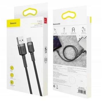 Кабель Baseus cafule Cable USB For Type-C 3A 1M CATKLF-BG1 Gray Black
