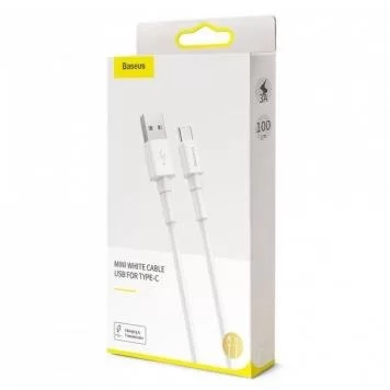 Кабель Baseus Mini White Cable USB For Type-C 3A 2.4A 1m CATSW-02 White