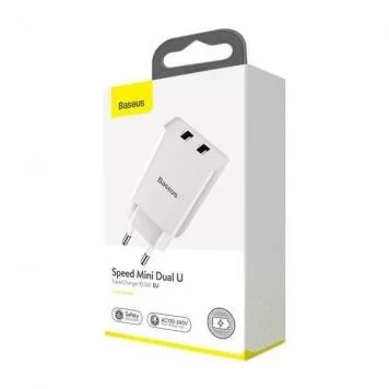 Сетевое зарядное устройство Baseus Speed Mini Dual U Charger 10.5W CCFS-R02 White EU