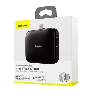 Хаб Baseus Fully Folded Portable 4-in-1 Type-C to 4xUSB2.0 CAHUB-DW01 Black