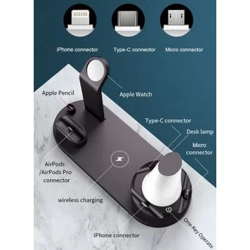 Беспроводная зарядка WS7 6in1 Black 4