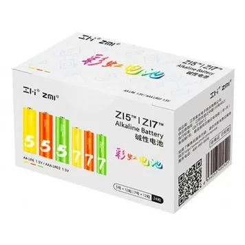 Батарейки алкалиновые Xiaomi ZMI Rainbow ZI5 ZI7 (12шт.АА+12шт.ААА) 1