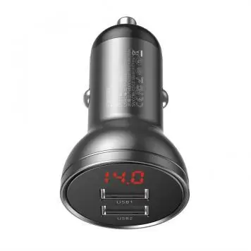 Автомобильное зарядное устройство Baseus Digital Display Dual USB 4.8A Car Charger 24W CCBX-0S Gray 1